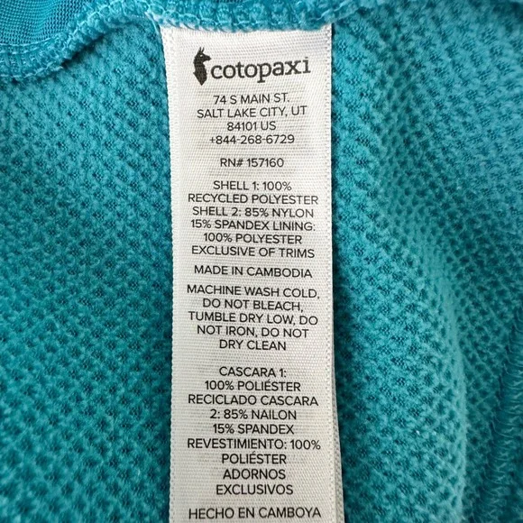 Cotopaxi Abrazo Hooded Full-Zip Fleece Jacket Greenery & Poolside Size Large‎ - Picture 14 of 15
